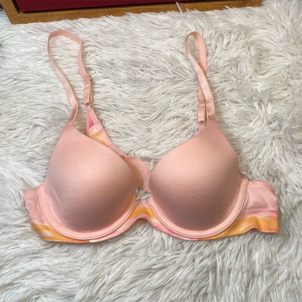 Aerie Sunnie Lightly Lined Pink Tie-Dye T-Shirt Bra 32A Wireless